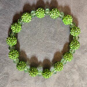 Lime Green Shamballah Bracelet  7 inches